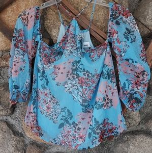 NWT Line & Dot off shoulder floral blouse- Small